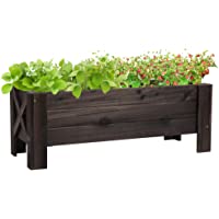 Outsunny Huerto Urbano Jardinera Macetero de Madera Arriate de Jardín Rectangular con Patas para Flores Plantas Cultivos…